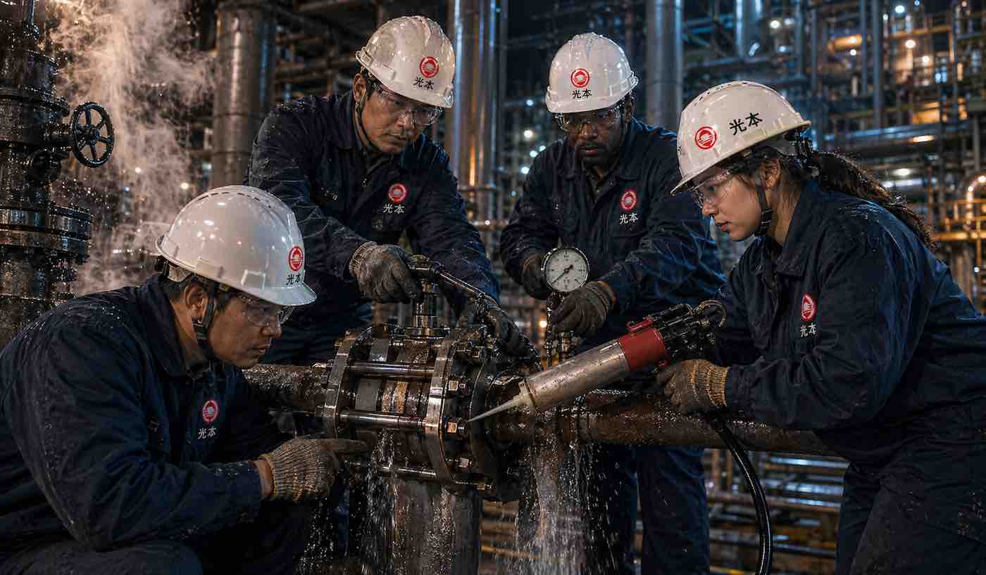 法兰泄漏带压堵漏：从漏点判断到夹具注胶完整思路施工配图